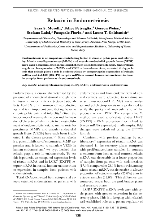 (PDF) Role of Relaxin in Endometriosis Pathology