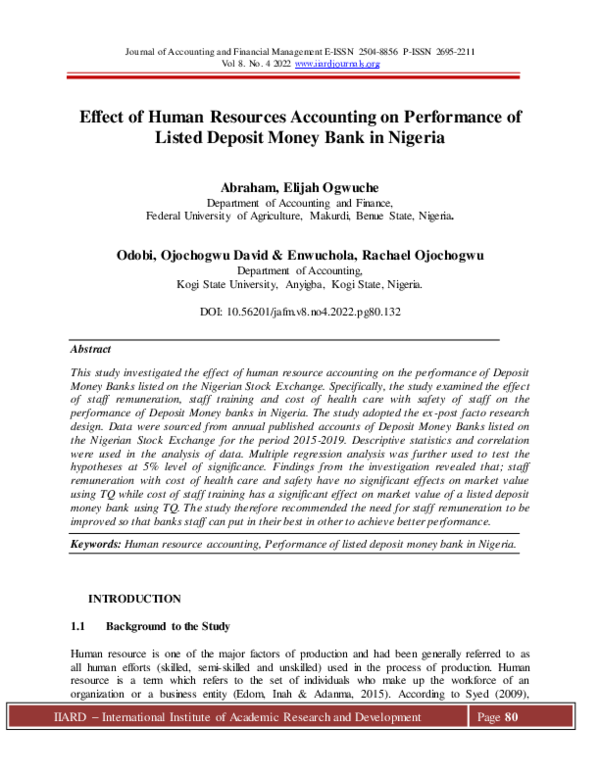 (PDF) Effect of Human Resources Accounting on Performance of Listed ...