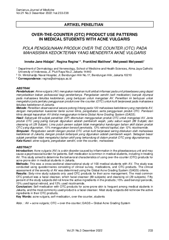 (PDF) Over-the-counter (OTC) product use patterns in medical students ...