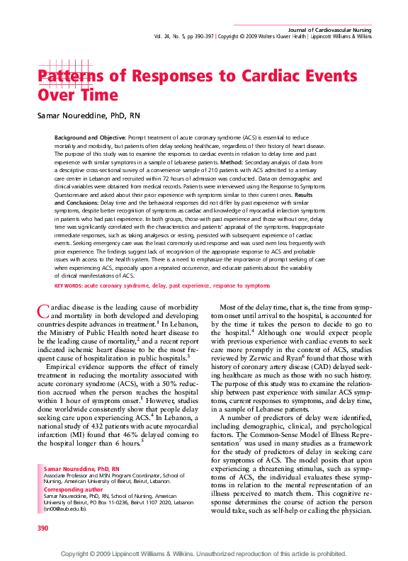 (PDF) Patterns of Responses to Cardiac Events Over Time
