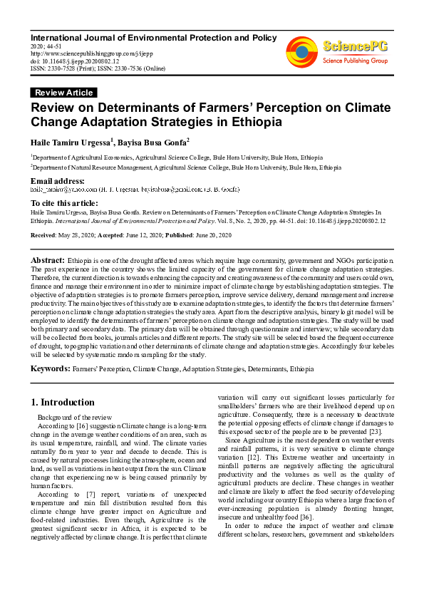 (PDF) Review on Determinants of Farmers’ Perception on Climate Change ...