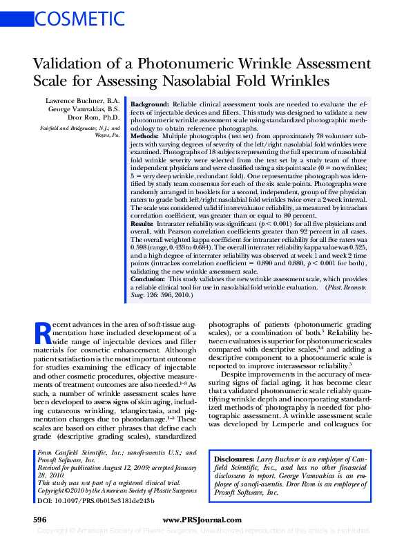 (PDF) Validation of a Photonumeric Wrinkle Assessment Scale for ...