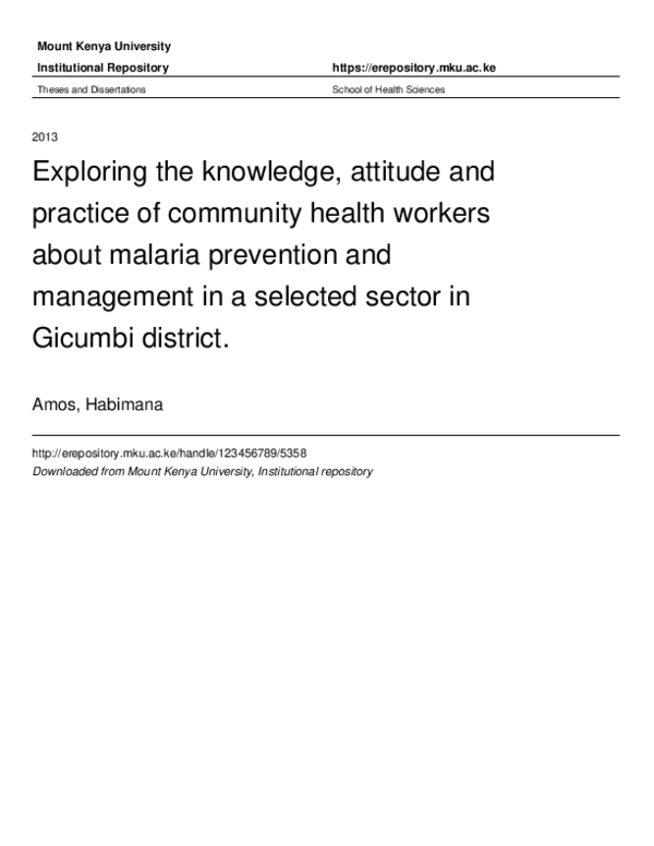 (PDF) Exploring the knowledge, attitude and practice of community ...