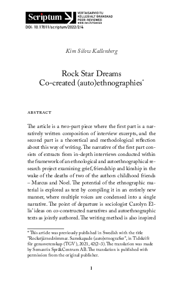 (PDF) Rock Star Dreams Co-created (auto)ethnographies