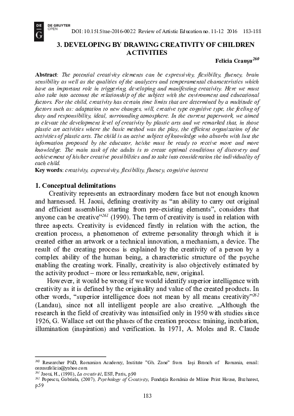 (PDF) 3. Developing by Drawing Creativity of Children Activities