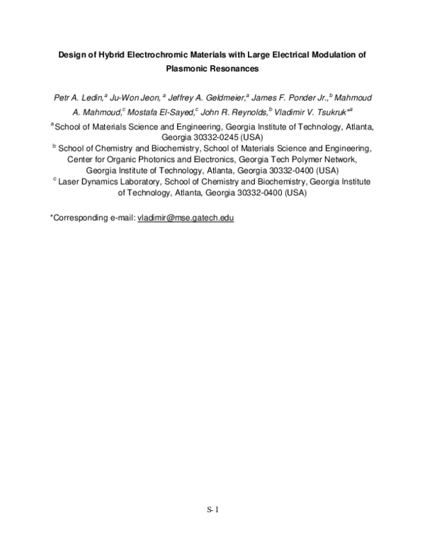 (PDF) Design of Hybrid Electrochromic Materials with Large Electrical ...