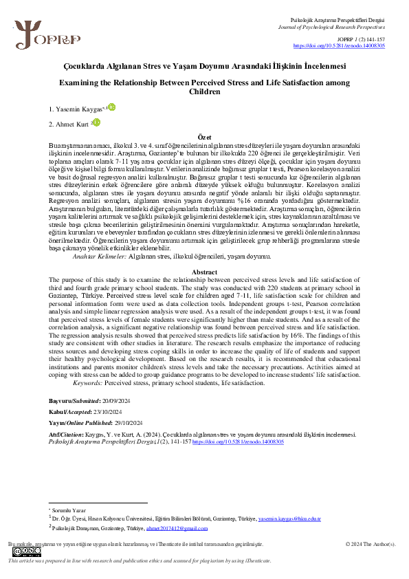 (PDF) Examining the Relationship Between Perceived Stress and Life ...