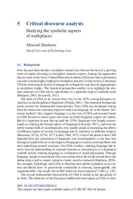 (PDF) Critical discourse analysis