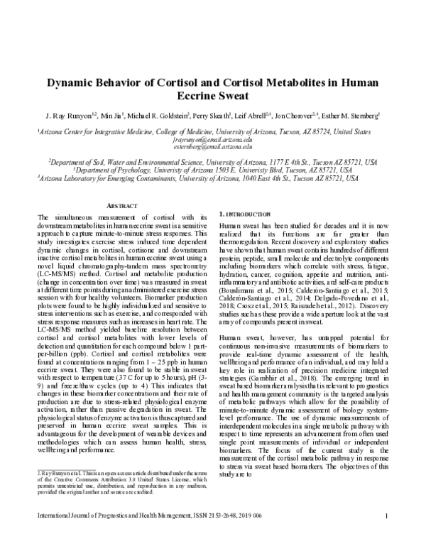 (PDF) Dynamic Behavior of Cortisol and Cortisol Metabolites in Human ...