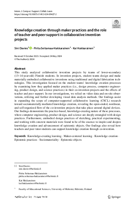 (PDF) Knowledge creation through maker practices and the role of ...