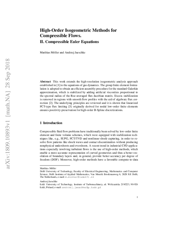(PDF) High-Order Isogeometric Methods for Compressible Flows : II ...