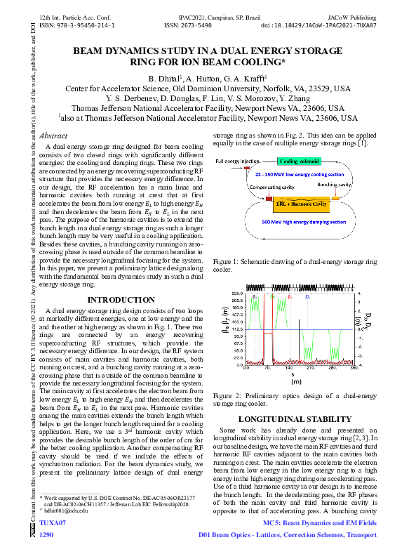 (PDF) Beam Dynamics Study in a Dual Energy Storage Ring for Ion Beam ...