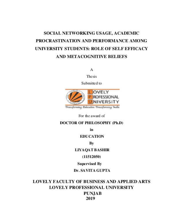 (PDF) Social networking usage academic procrastination and performance ...