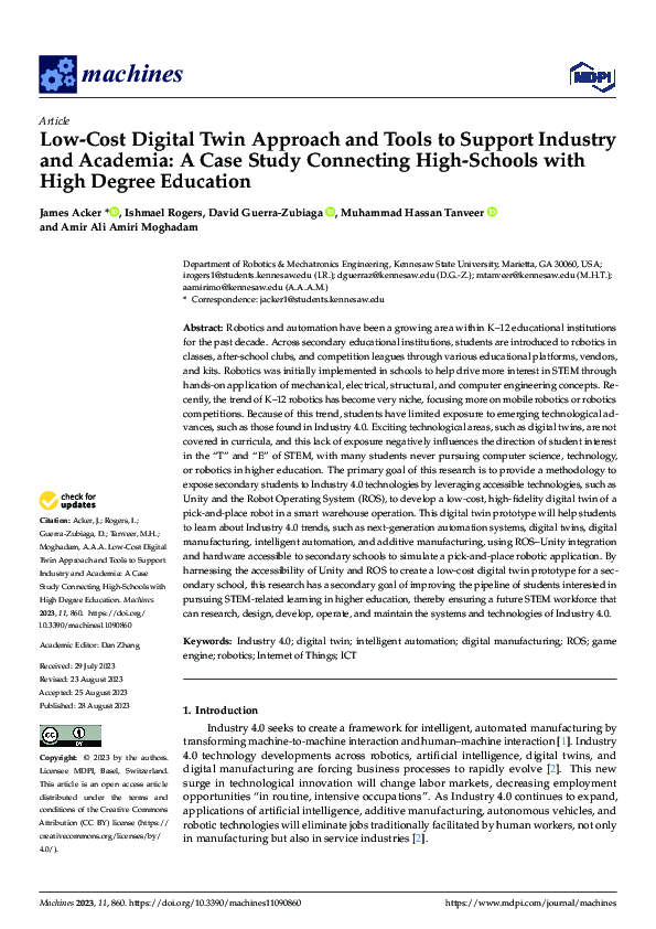(PDF) Low-Cost Digital Twin Approach and Tools to Support Industry and ...
