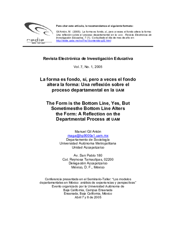 (PDF) The Form is the Bottom Line, Yes, But Sometimesthe Bottom Line ...