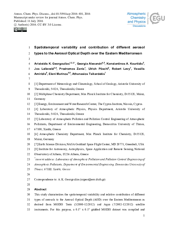 (PDF) Spatiotemporal variability and contribution of different aerosol ...