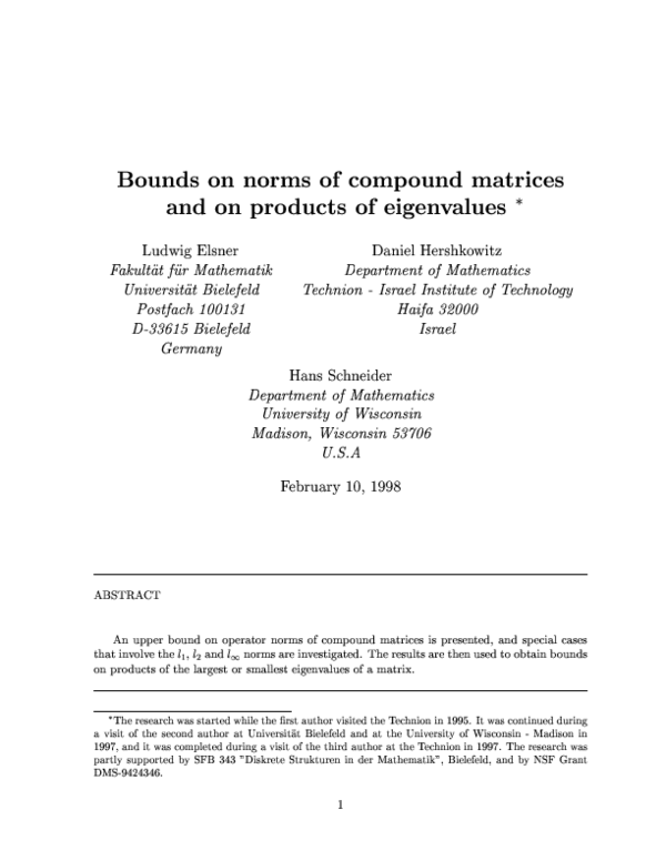(PDF) Bounds on Norms of Compound Matrices and on Products of Eigenvalues