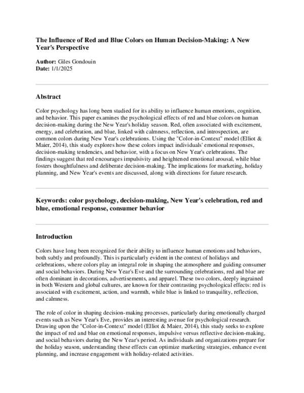 (PDF) The Influence of Red and Blue Colors on Human Decision