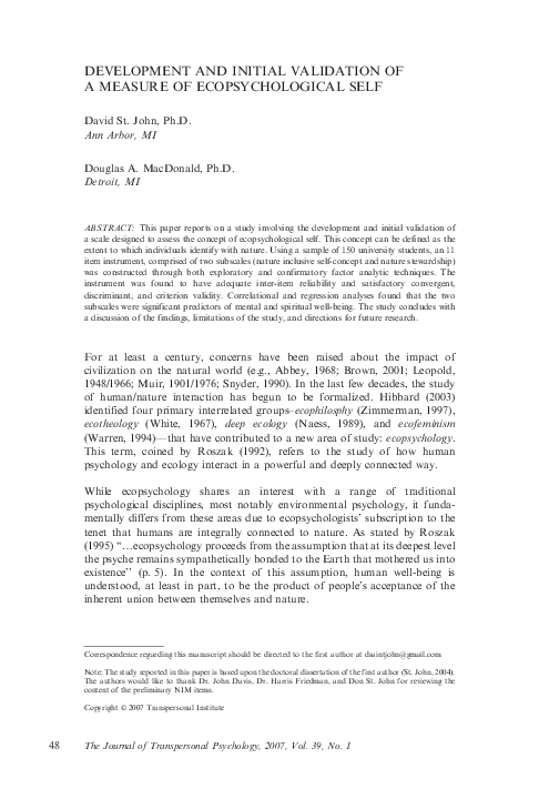 (PDF) Development and Initial Validation of a Measure of ...