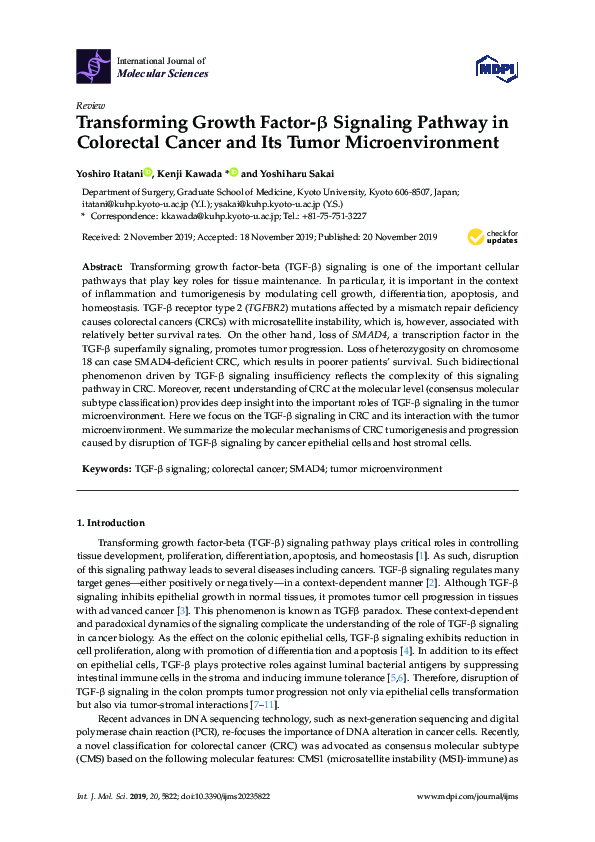 (PDF) Transforming Growth Factor-β Signaling Pathway in Colorectal ...