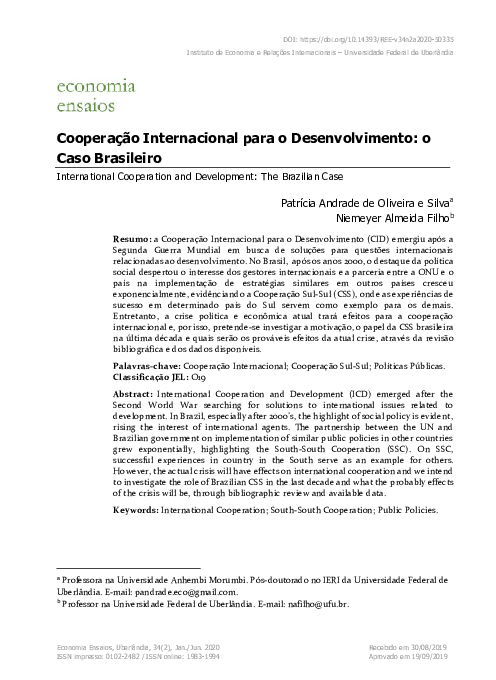 (PDF) Cooperação Internacional para o Desenvolvimento: o Caso Brasileiro