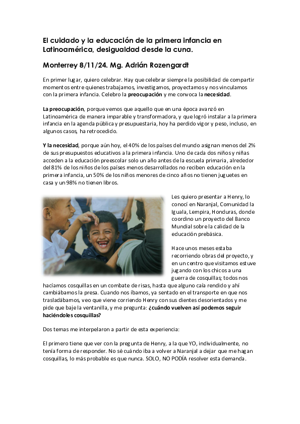 (PDF) El cuidado y la educación de la primera infancia en Latinoamérica ...