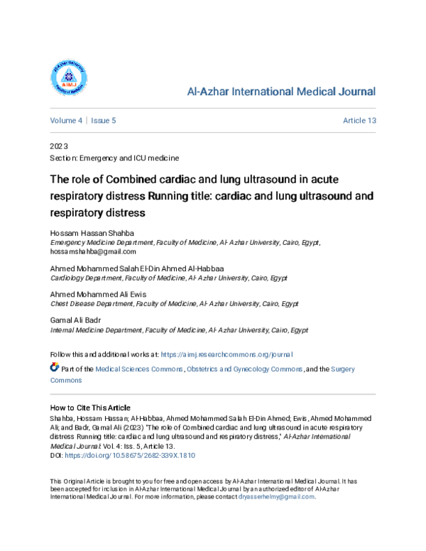 (PDF) The role of Combined cardiac and lung ultrasound in acute ...