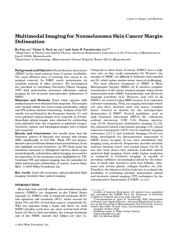 (PDF) Multimodal imaging for nonmelanoma skin cancer margin delineation