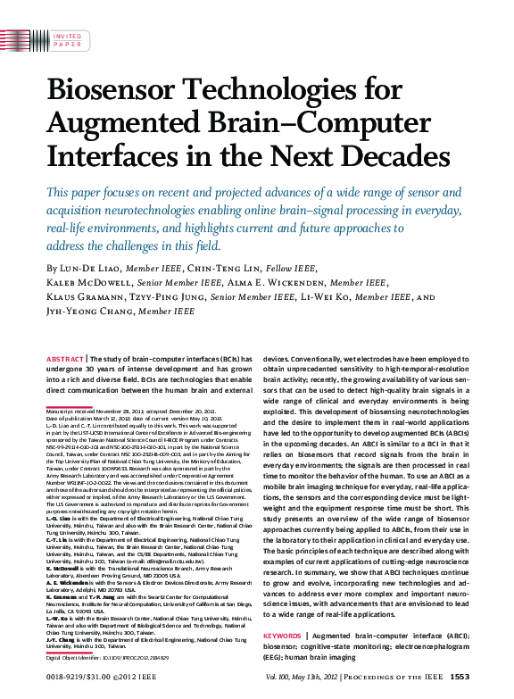 (PDF) Biosensor Technologies for Augmented Brain-Computer Interfaces in ...