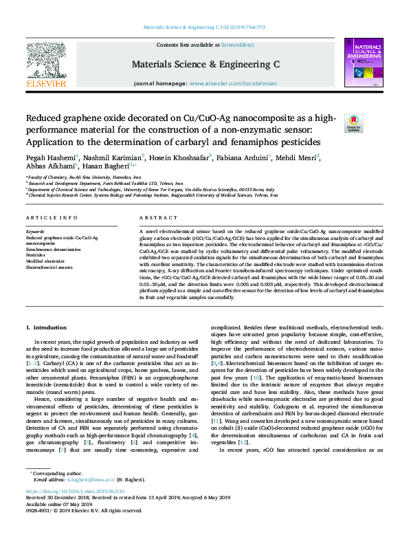 (PDF) Reduced graphene oxide decorated on Cu/CuO-Ag nanocomposite as a ...