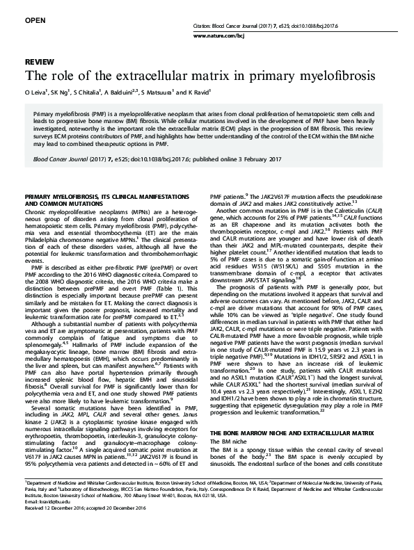 (PDF) The role of the extracellular matrix in primary myelofibrosis