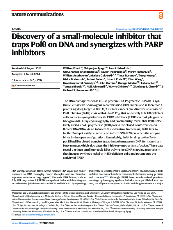 (PDF) Discovery of a small-molecule inhibitor that traps Polθ on DNA ...
