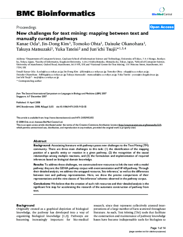 (PDF) New challenges for text mining: mapping between text and manually ...