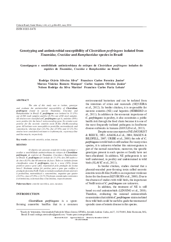 (PDF) Genotyping and antimicrobial susceptibility of Clostridium ...