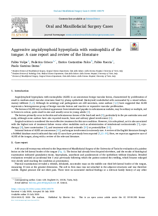 (PDF) Aggressive angiolymphoid hyperplasia with eosinophilia of the ...