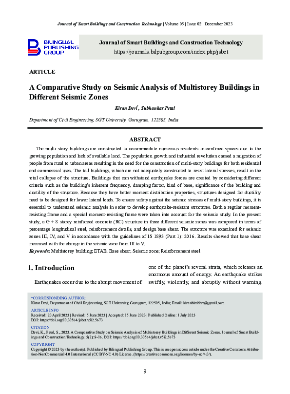 (PDF) A Comparative Study on Seismic Analysis of Multistorey Buildings ...