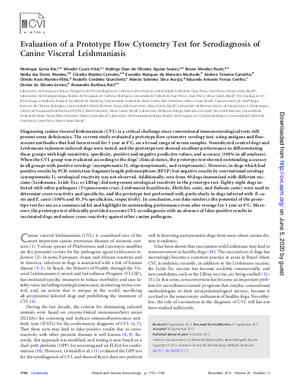 (PDF) Evaluation of a Prototype Flow Cytometry Test for Serodiagnosis ...