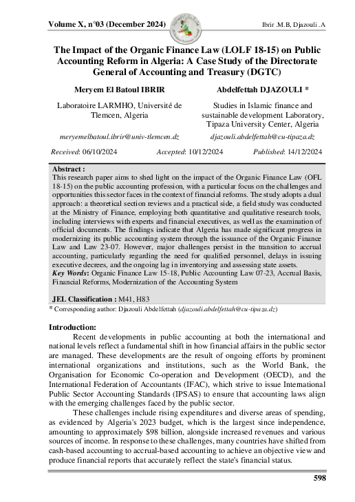 (PDF) The impact of the organic finance law (lolf 18 15)