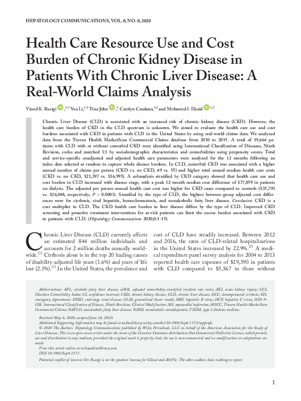 (PDF) Health Care Resource Use and Cost Burden of Chronic Kidney ...