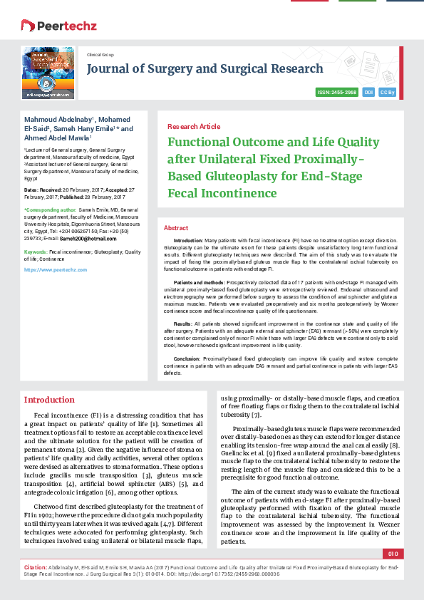 (PDF) Functional Outcome and Life Quality after Unilateral Fixed ...