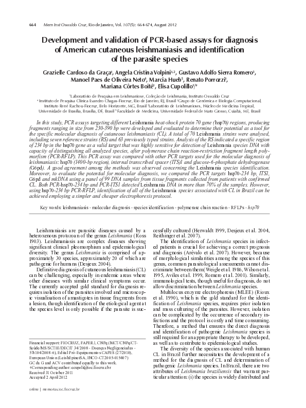 (PDF) Development and validation of PCR-based assays for diagnosis of ...