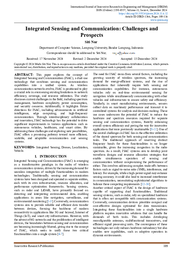 (PDF) Integrated Sensing and Communication Challenges and Prospects