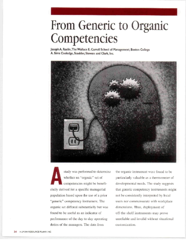 (PDF) From Generic to Organic Competencies: Article Preview