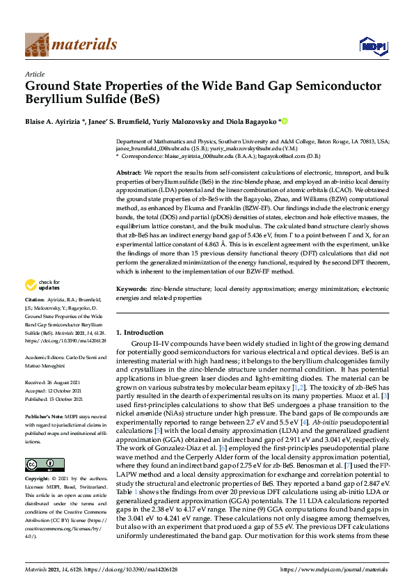 (PDF) Ground State Properties of the Wide Band Gap Semiconductor ...