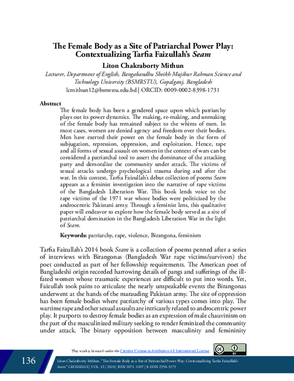 (PDF) The Female Body as a Site of Patriarchal Power Play ...