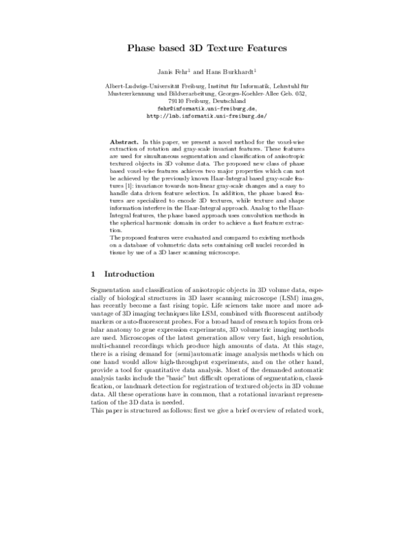 (PDF) Phase Based 3D Texture Features