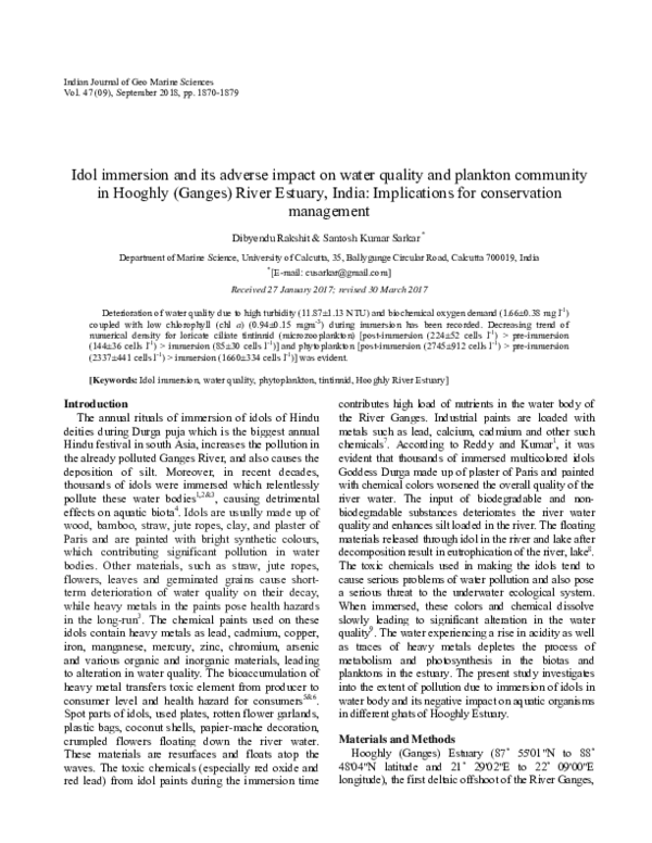 (PDF) Idol immersion and its adverse impact on water quality and ...