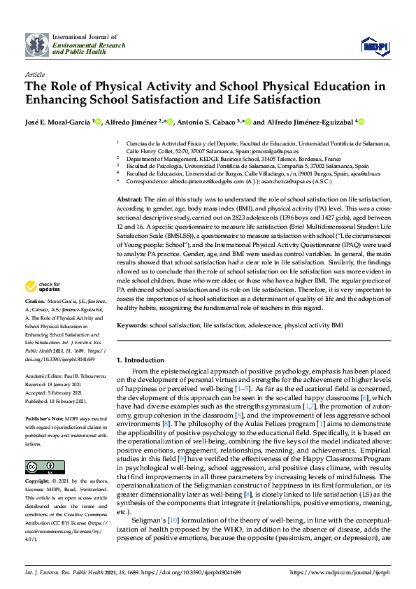 (PDF) The Role of Physical Activity and School Physical Education in ...