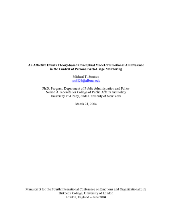 (PDF) An Affective Events Theory-Based Conceptual Model of Emotional ...