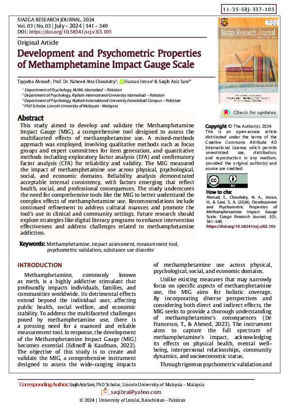 (PDF) Development and Psychometric Properties of Methamphetamine Impact ...